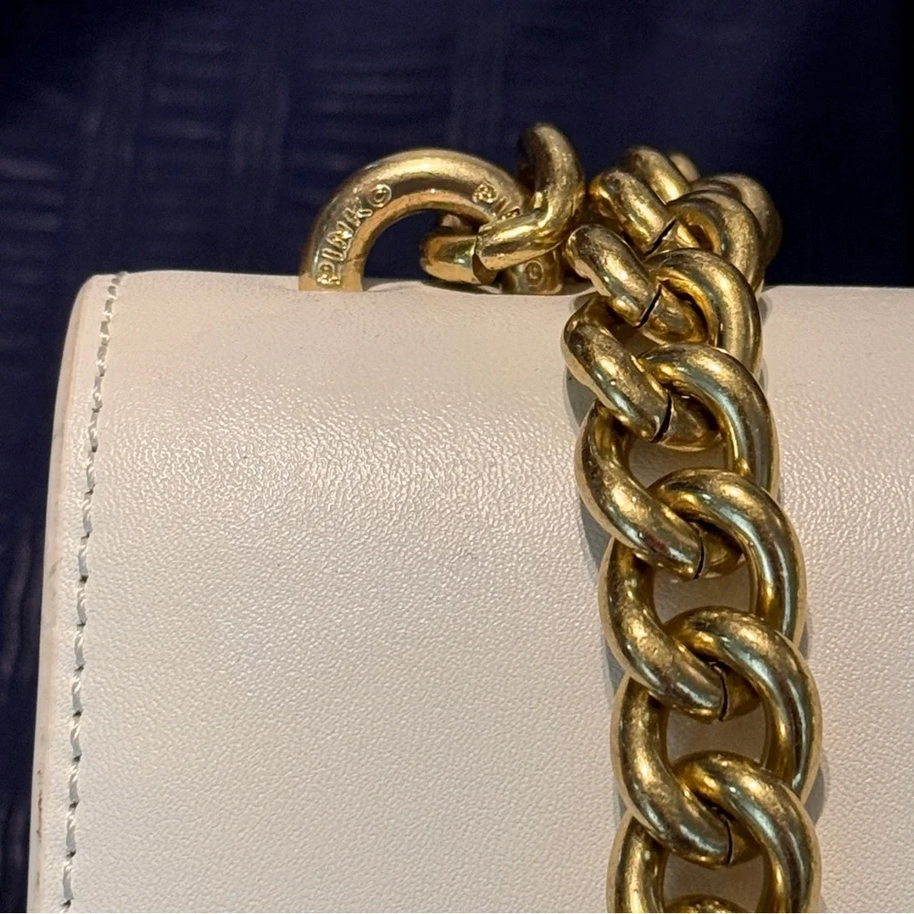 FLAW Pinko White Crossbody Bag with Birds Gold Accents